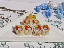 California Roll with imitation crab, masago, and avocado