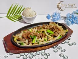 Bulgogi with minced beef in homemade bulgogi sauce, onions, scallions, and jasmine rice