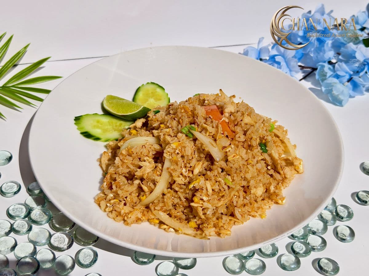 Thai Fried Rice with jasmine rice, egg, onions, and scallions